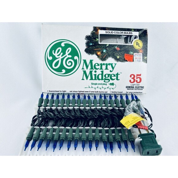 Vintage Merry Midget General Electric Indoor/Outdoor 35 Light Set Works! New NOS - Picture 2 of 9